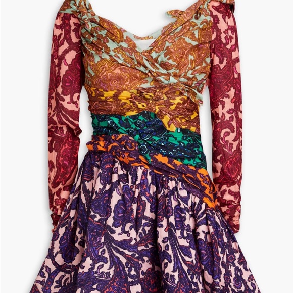 NWT Zimmermann Cold-shoulder knotted paisley-print linen mini dress - Picture 7 of 7